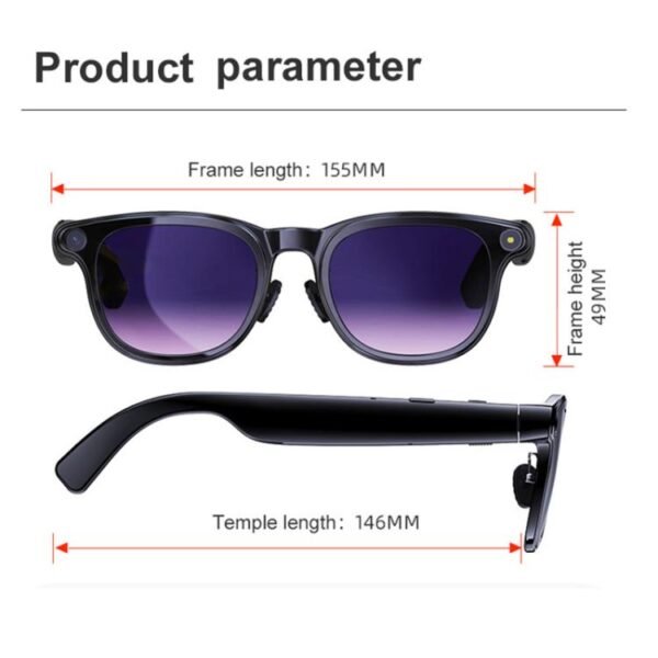 A2 8MP HD Smart Camera Glasses, Support AI Translation / AI Assistant / Bluetooth Calling, A2